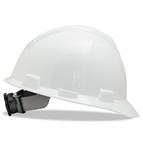 V-Gard Hard Hats w/Ratchet Suspension, Large Size 7 1/2 - 8 1/2, White