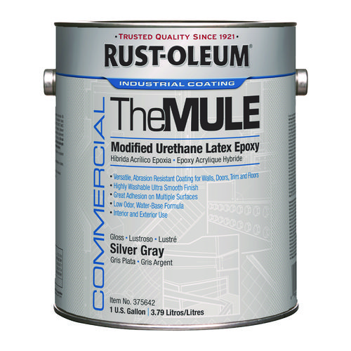 Commercial The MULE (Modified Urethane Latex Epoxy), Interior/Exterior, Gloss Silver Gray, 1 gal Bucket/Pail, 2/Carton