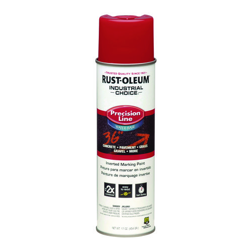 Industrial Choice M1800 System Water-Based Precision Line Marking Paint, Flat Safety Red, 17 oz Aerosol Can, 12/Carton