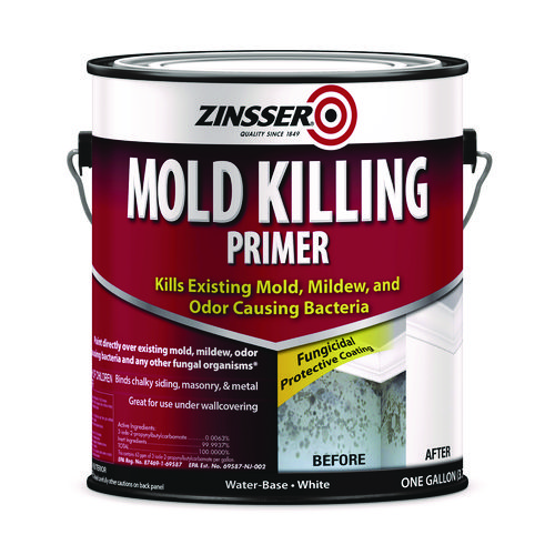 Mold Killing Primer, Interior/Exterior, Flat White, 1 gal Bucket/Pail, 2/Carton