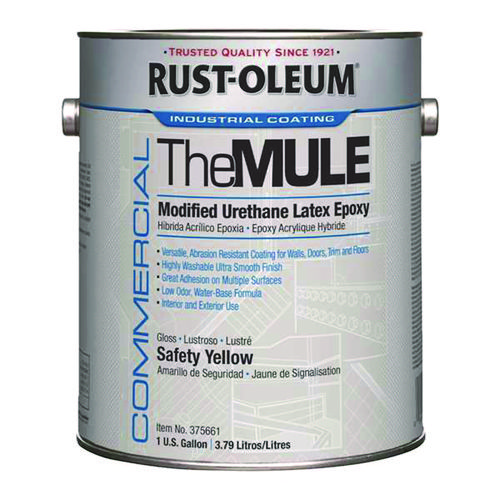 Commercial The MULE (Modified Urethane Latex Epoxy), Interior/Exterior, Gloss Safety Yellow, 1 gal Bucket/Pail, 2/Carton