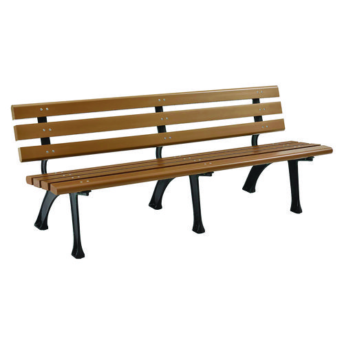 Recycled Plastic Benches with Back, 72 x 23 x 28, Tan, Ships in 4-6 Business Days, Ships in 1-3 Business Days