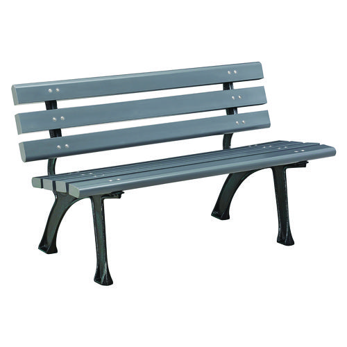 Recycled Plastic Benches with Back, 48 x 23 x 28, Gray, Ships in 4-6 Business Days, Ships in 1-3 Business Days