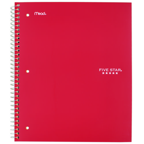 Wirebound Notebook with Two Pockets, 1-Subject, Medium/College Rule, Red Cover, (100) 11 x 8.5 Sheets