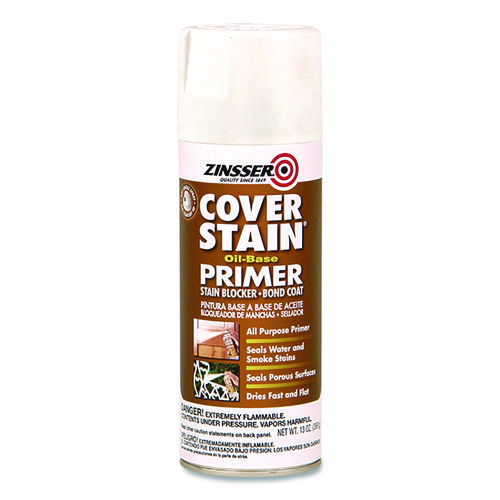 RST3608 Cover Stain OilBased Spray Primer, Interior/Exterior, Flat White, 13 oz Aerosol Can, 6