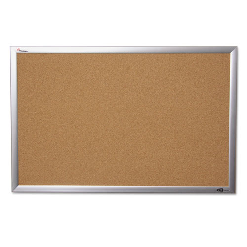 7195014840005 SKILCRAFT Quartet Cork Board, 24 x 36, Anodized Aluminum Frame