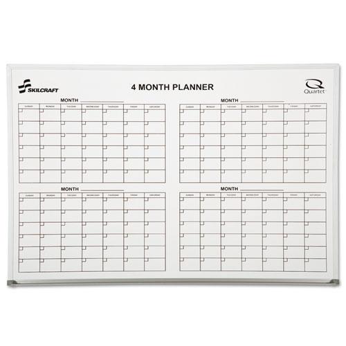 7110015550295 SKILCRAFT Quartet 4-Month Cubicle Calendar Board, 24 x 36