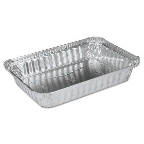 Aluminum Oblong Pan, Shallow, 1.5-lb Capacity, 6 x 8.59 x 1.25, Silver, 500/Carton