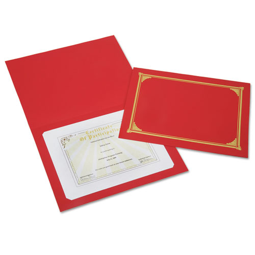 7510016272960 SKILCRAFT Gold Foil Document Cover, 12.5 x 9.75, Red, 6/Pack