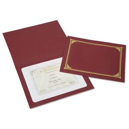 7510016272958 SKILCRAFT Gold Foil Document Cover, 12.5 x 9.75, Burgundy, 6/Pack