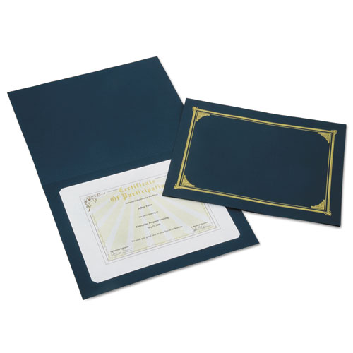 7520015195771 SKILCRAFT Gold Foil Document Cover, 12.5 x 9.75, Blue, 5/Pack