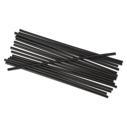 Single-Tube Stir-Straws, 5 1/4, Black, 1000/Pack