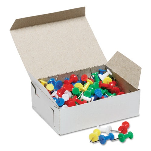 7510012073978 SKILCRAFT Color Push Pins, Plastic, Assorted, 0.38", 100/Box