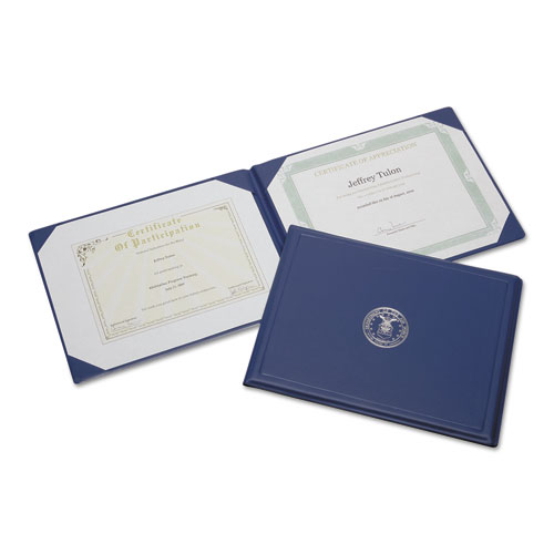 7510001153250 SKILCRAFT Award Certificate Binder, 8.5 x 11, Air Force Seal, Blue/Silver
