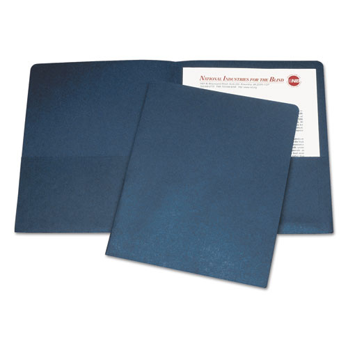 7510005842489 SKILCRAFT Double Pocket Portfolio, 0.38" Capacity, 11 x 8.5, Dark Blue, 25/Box