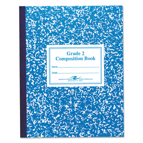 Grade School Ruled Composition Book, Grade 2 Manuscript Format, Blue Cover, (50) 9.75 x 7.75 Sheets
