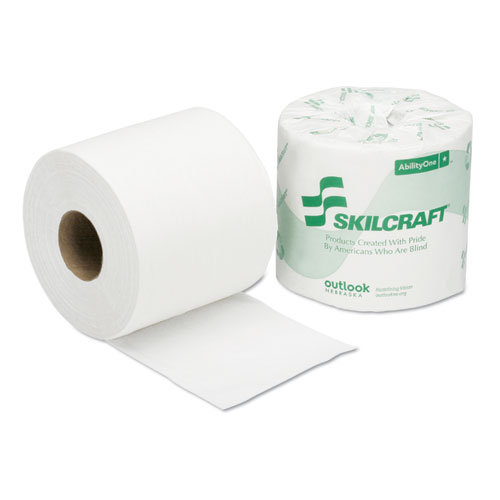 8540013800690, SKILCRAFT Toilet Tissue, Septic Safe, 2-Ply, White, 4" x 4", 550 Sheets/Roll, 80 Rolls/Box