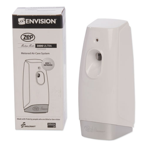 4510014264187, SKILCRAFT, Zep Meter Mist 3000 Odor Control Dispenser, 3.25"x 3.63" x 10.5", White