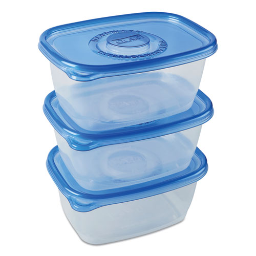 Deep Dish Food Storage Containers, 64 oz, Plastic, 3/Pack
