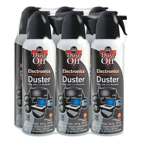 Disposable Compressed Gas Duster, 7 oz Can, 6/Pack