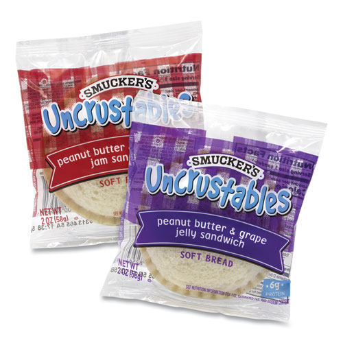 UNCRUSTABLES Soft Bread Sandwiches, Grape/Strawberry, 2 oz, 10 Sandwiches/Pack, 2 PK/Box, Ships in 1-3 Business Days