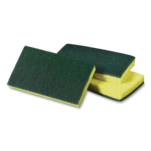 Medium-Duty Scrubbing Sponge, 3.6 x 6.1, 0.7" Thick, Yellow/Green