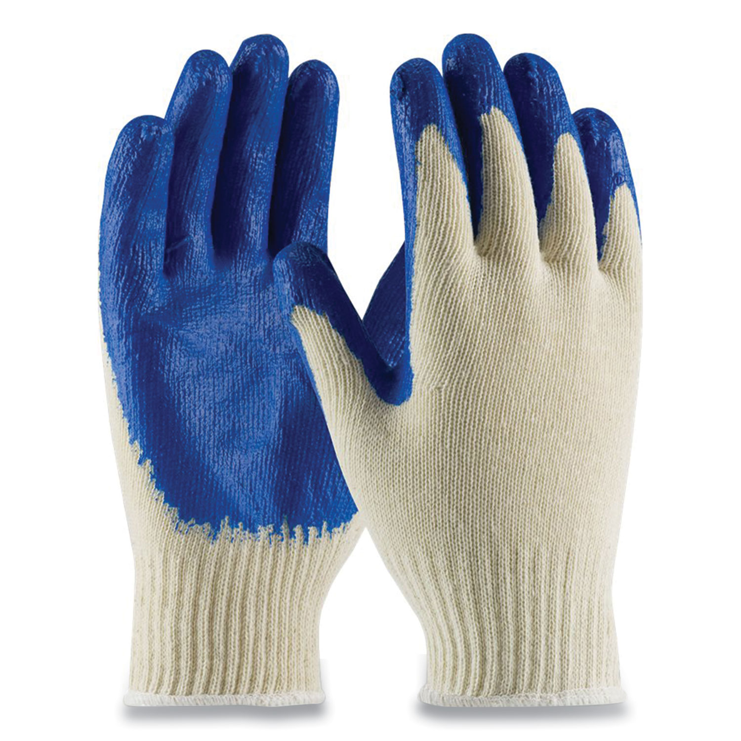 Seamless Knit Cotton/Polyester Gloves, Regular Grade, Small, Natural/Blue, 12 Pairs