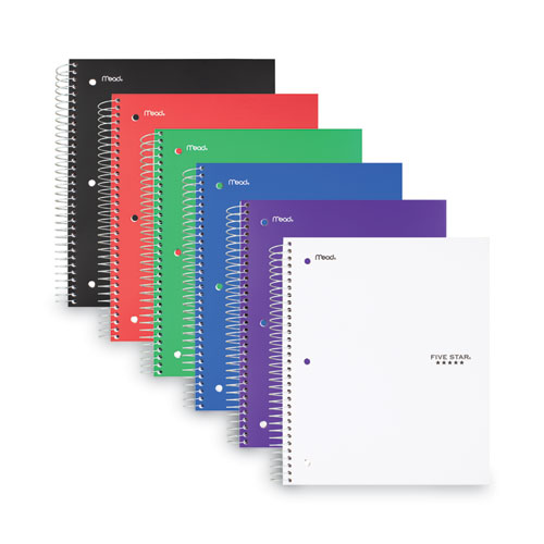 Wirebound Notebook with Four Pockets, 3-Subject, Wide/Legal Rule, Randomly Assorted Cover Color, (150) 10.5 x 8 Sheets