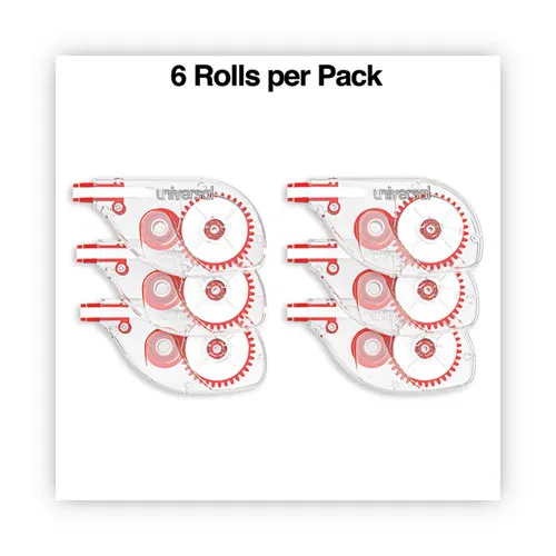 UNV75610 SideApplication Correction Tape, Transparent Red Applicator