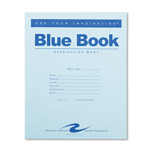 Examination Blue Book, Wide/Legal Rule, Blue Cover, (4) 8.5 x 7 Sheets