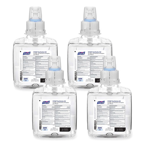 VF PLUS Gel Hand Sanitizer, 1,200 mL Refill Bottle, Fragrance-Free, For CS4 Dispensers, 4/Carton