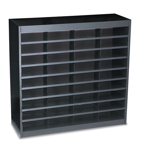 Steel/Fiberboard E-Z Stor Sorter, 36 Compartments, 37.5 x 12.75 x 36.5, Black