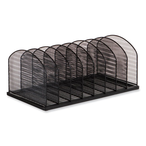 Onyx Mesh Desk Organizer, 8 Upright Sections, Letter to Legal Size Files, 19.25 x 10.87 x 8.5, Black, Ships in 1-3 Bus Days