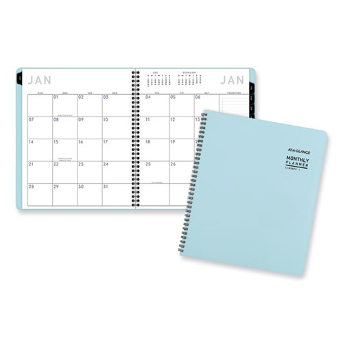 Contemporary Lite Monthly Planner, 11 x 9.5, Light Blue Cover, 12-Month (Jan to Dec): 2024