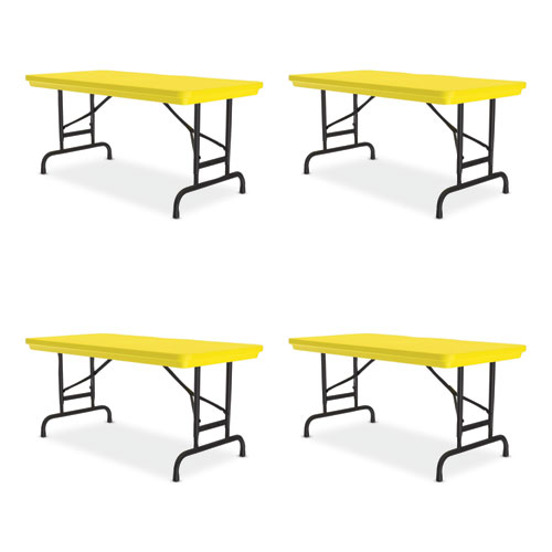 Adjustable Folding Table, Rectangular, 48" x 24" x 22" to 32", Yellow Top, Black Legs, 4/Pallet, Ships in 4-6 Business Days