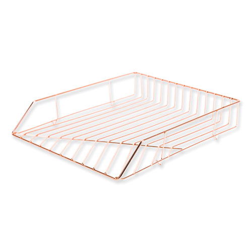 Vena Paper Tray, 1 Section, Holds 11" x 8.5" Files, 10.04 x 12.44 x 2.01, Rose Gold