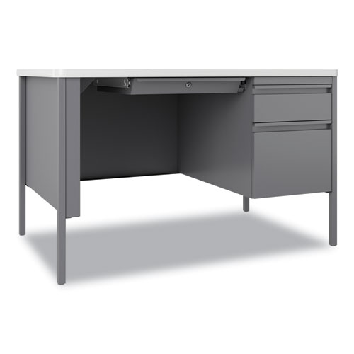 Teachers Pedestal Desks, One Right-Hand Pedestal: Box/File Drawers, 48" x 30" x 29.5", White/Platinum