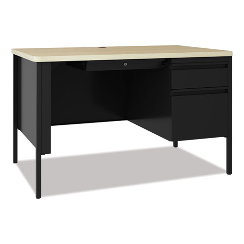 Teachers Pedestal Desks, One Right-Hand Pedestal: Box/File Drawers, 48" x 30" x 29.5", Maple/Black