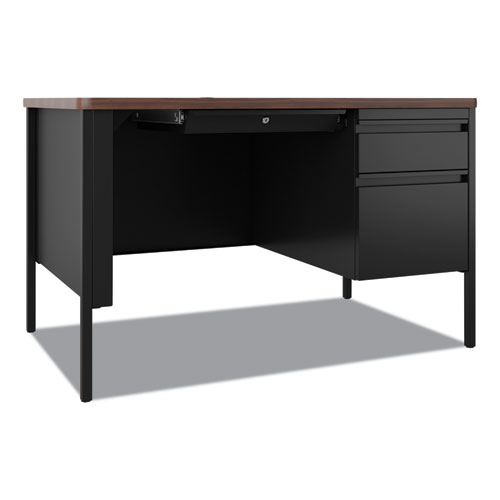 Teachers Pedestal Desks, One Right-Hand Pedestal: Box/File Drawers, 48" x 30" x 29.5", Walnut/Black