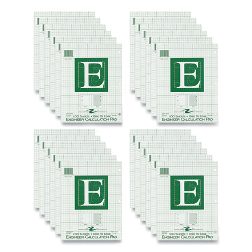 Engineer Pad, (1.25" Margin), Quad Rule (5 sq/in, 1 sq/in), 100 Lt Green 8.5x11 Sheets/Pad, 24/CT, Ships in 4-6 Business Days