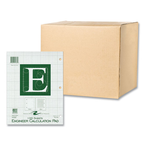 Engineer Pad, (0.5" Margins), Quad Rule (5 sq/in, 1 sq/in) 100 Lt Green 8.5x11 Sheets/Pad, 24/CT, Ships in 4-6 Business Days