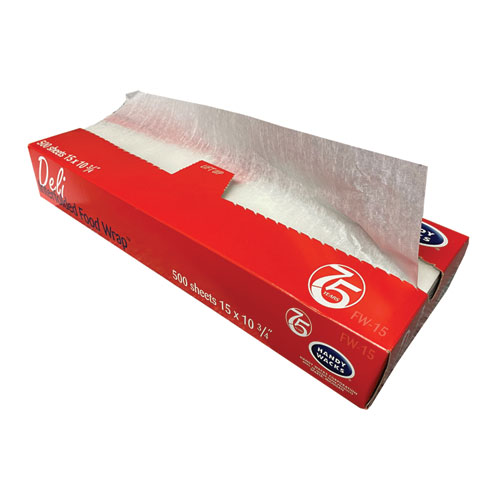 Interfolded Food Wrap Deli Sheets, 10.75 x 15, 500 Box, 12 Boxes/Carton