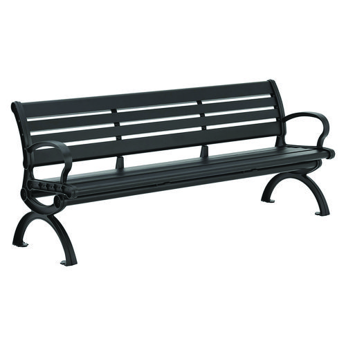 Aluminum Bench with Back, 73 x 22.75 x 30.75, Black, Ships in 1-3 Business Days