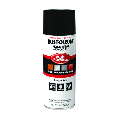 Industrial Choice 1600 System Multi-Purpose Enamel Spray Paint, Gloss Black, 12 oz Aerosol Can, 6/Carton