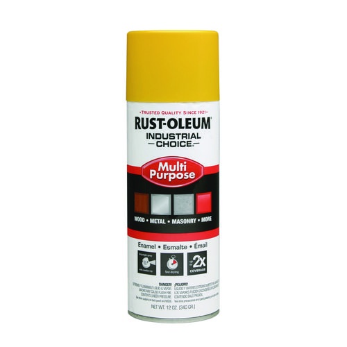 Industrial Choice 1600 System Multi-Purpose Enamel Spray Paint, Flat Safety Yellow, 12 oz Aerosol Can, 6/Carton