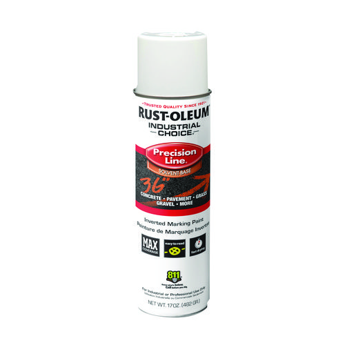 Industrial Choice M1600 System Solvent-Based Precision Line Marking Paint, Flat White, 17 oz Aerosol Can, 12/Carton