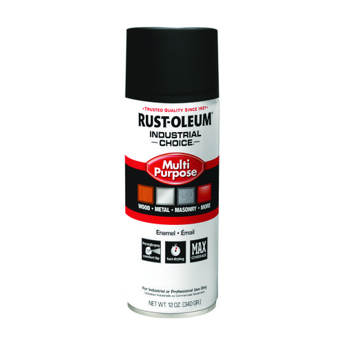 Industrial Choice 1600 System Multi-Purpose Enamel Spray Paint, Ultra-Flat Black, 12 oz Aerosol Can, 6/Carton