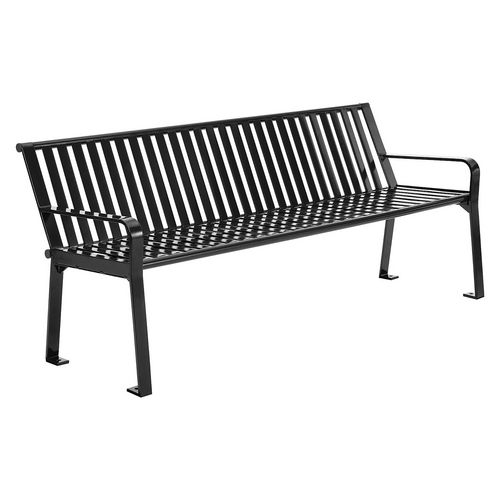 Steel Slat Benches with Back, 72 x 26 x 31, Black, Ships in 1-3 Business Days